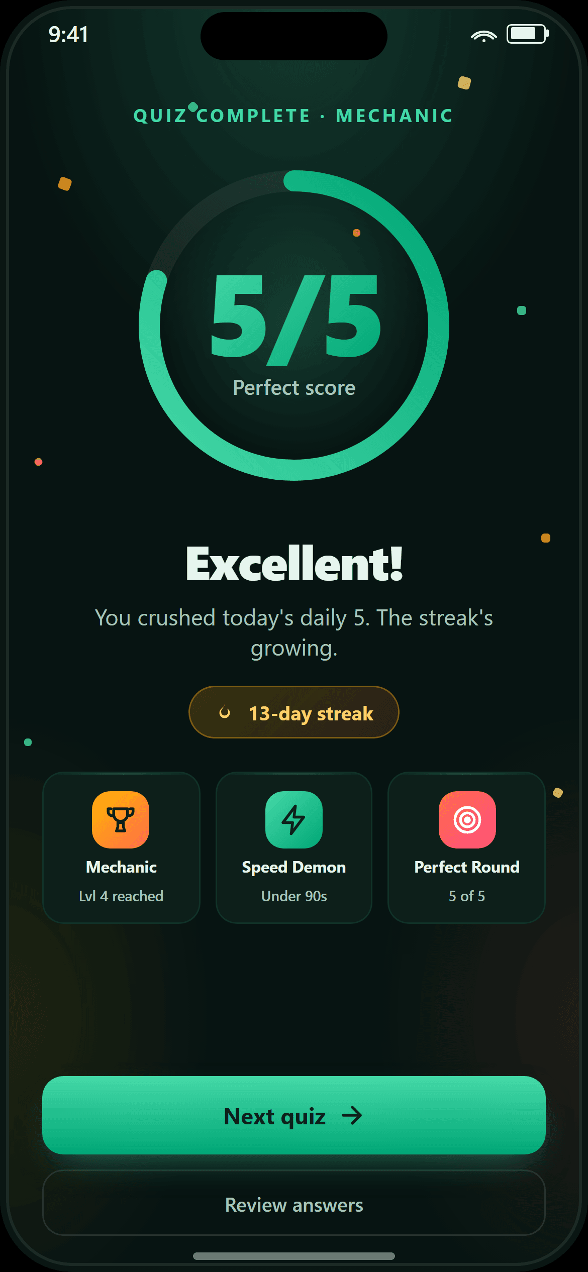 Streaks, levels, and instant feedback.